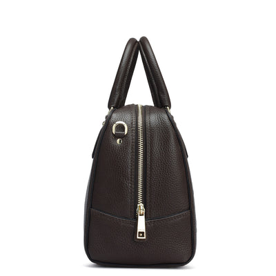 Medium Wax Leather Satchel - Chocolate