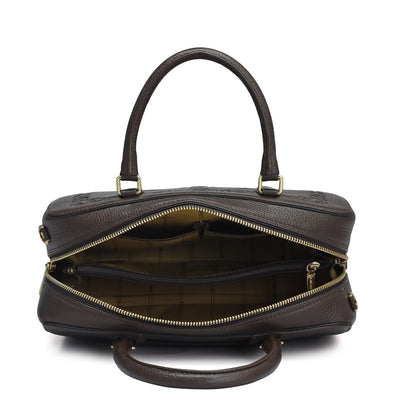 Medium Wax Leather Satchel - Chocolate