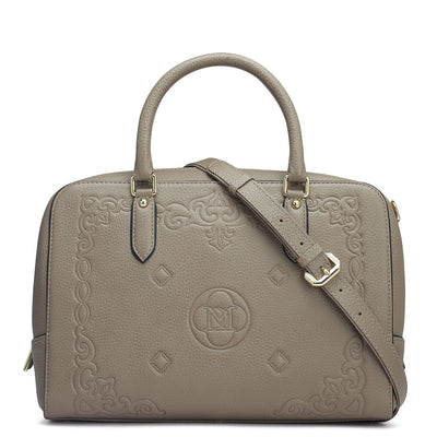 Medium Wax Leather Satchel - Greyish Taupe