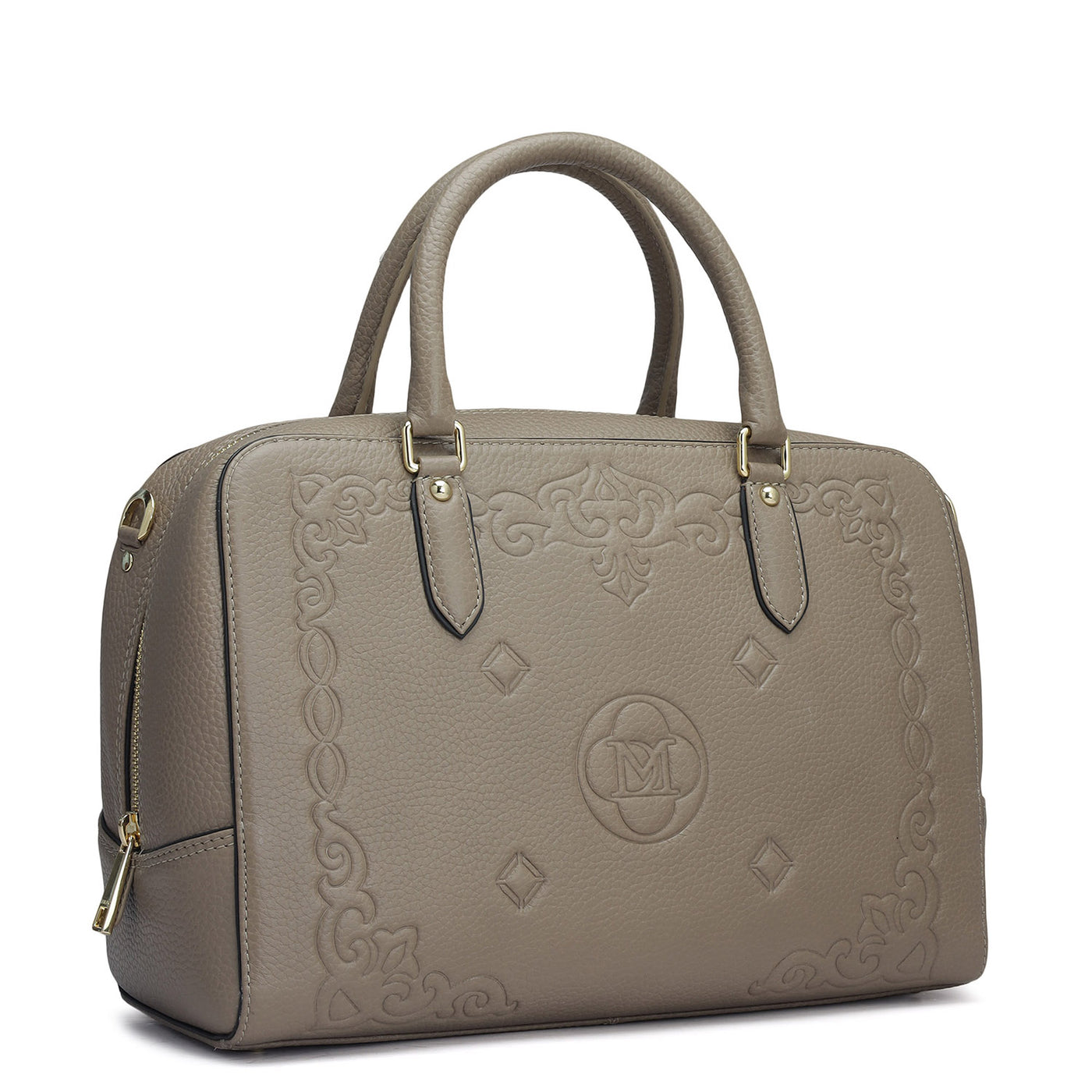 Medium Wax Leather Satchel - Greyish Taupe