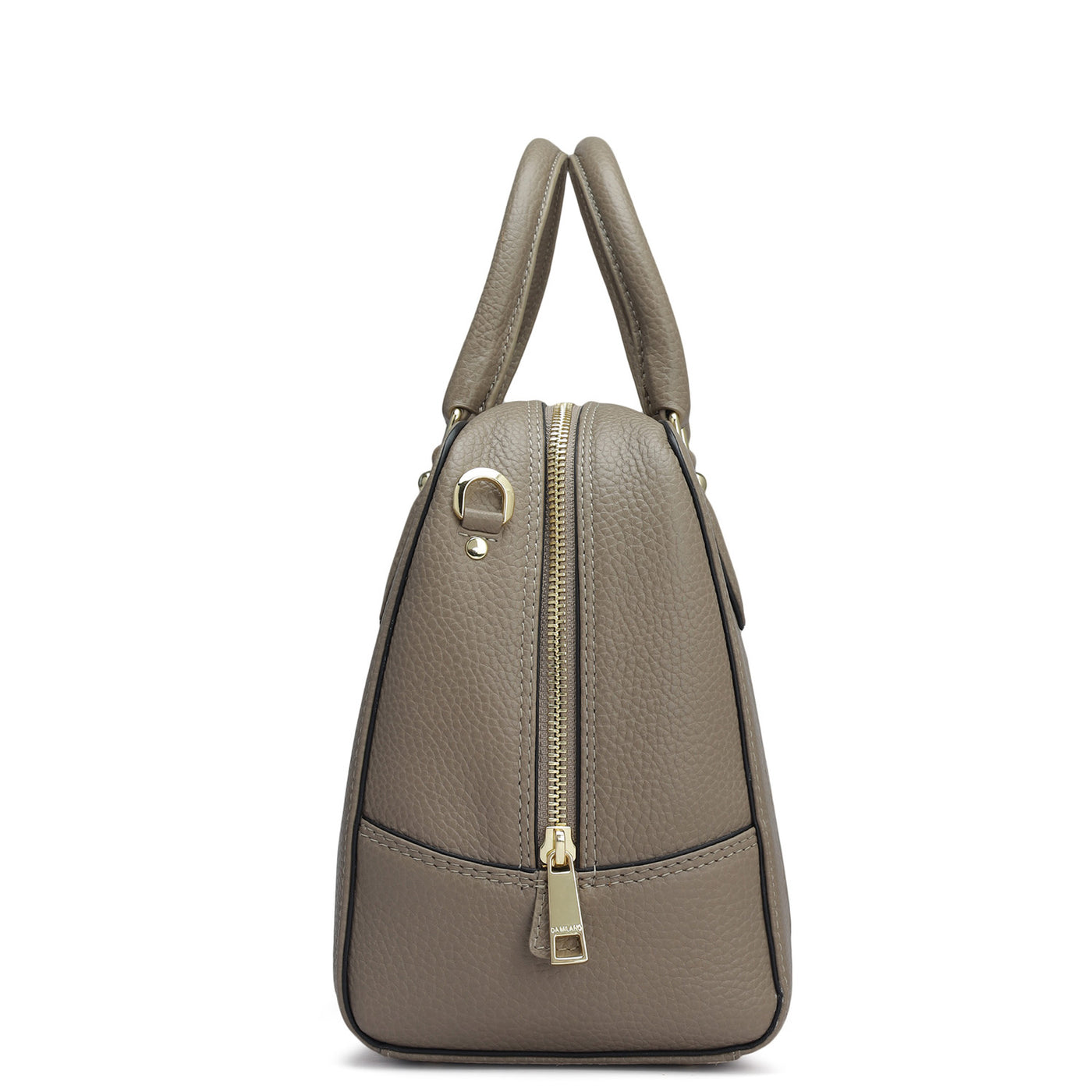 Medium Wax Leather Satchel - Greyish Taupe