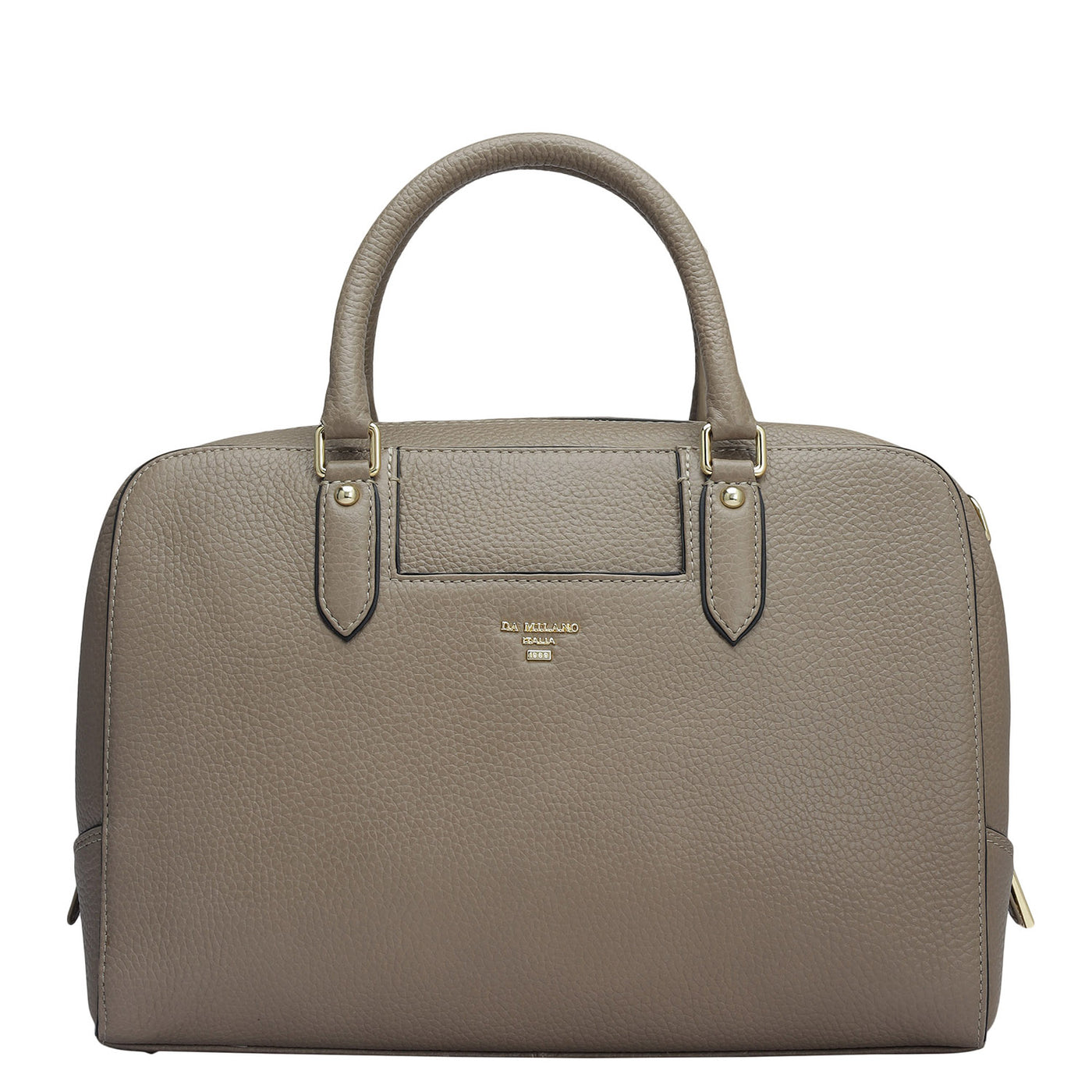 Medium Wax Leather Satchel - Greyish Taupe