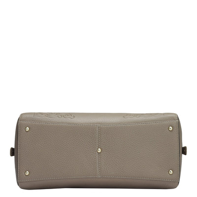 Medium Wax Leather Satchel - Greyish Taupe