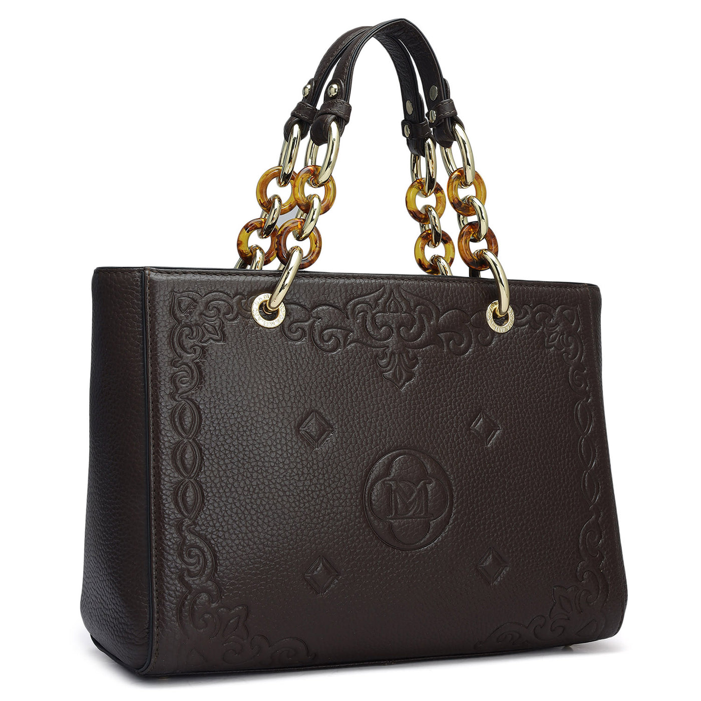 Small Wax Leather Satchel - Chocolate