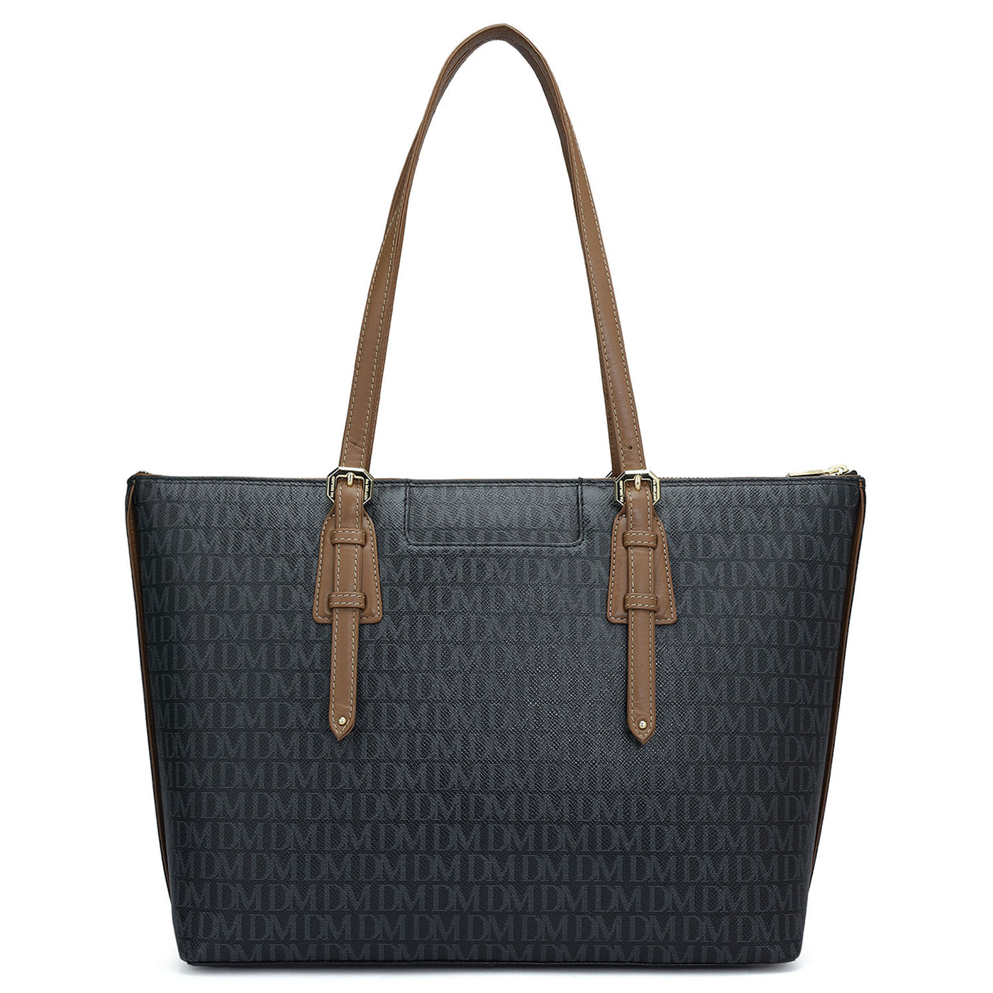 Large Monogram Leather Tote - Black