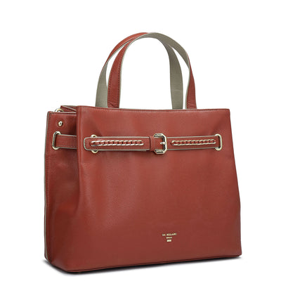 Medium Franzy Leather Satchel - Brick