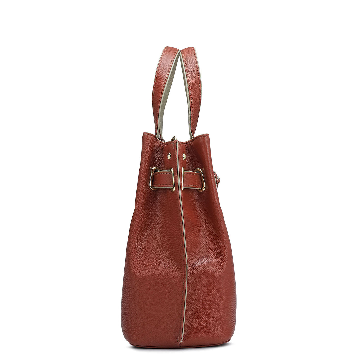 Medium Franzy Leather Satchel - Brick