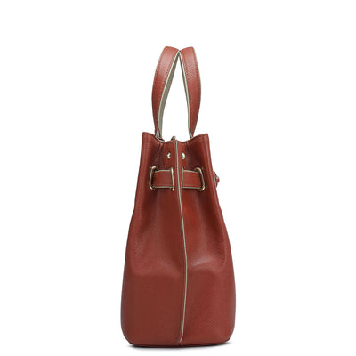 Medium Franzy Leather Satchel - Brick