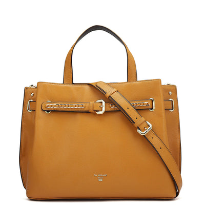 Medium Franzy Leather Satchel - Flame