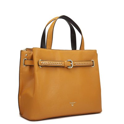 Medium Franzy Leather Satchel - Flame