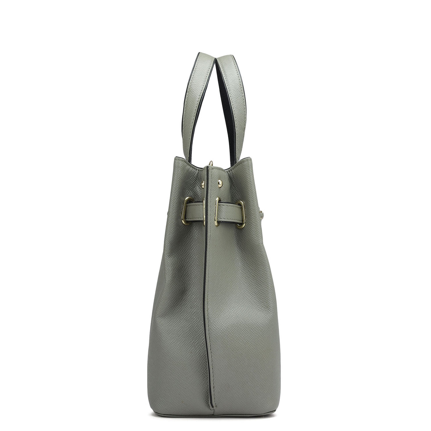 Medium Franzy Leather Satchel - Stone Grey