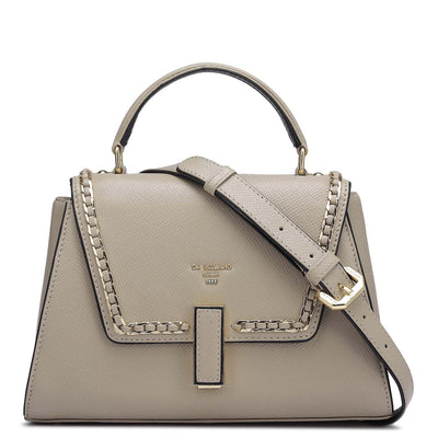 Small Franzy Leather Satchel - Chalk