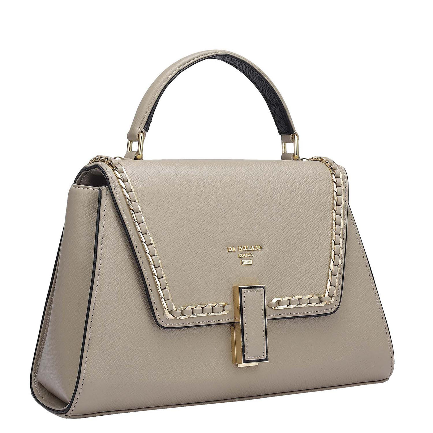 Small Franzy Leather Satchel - Chalk