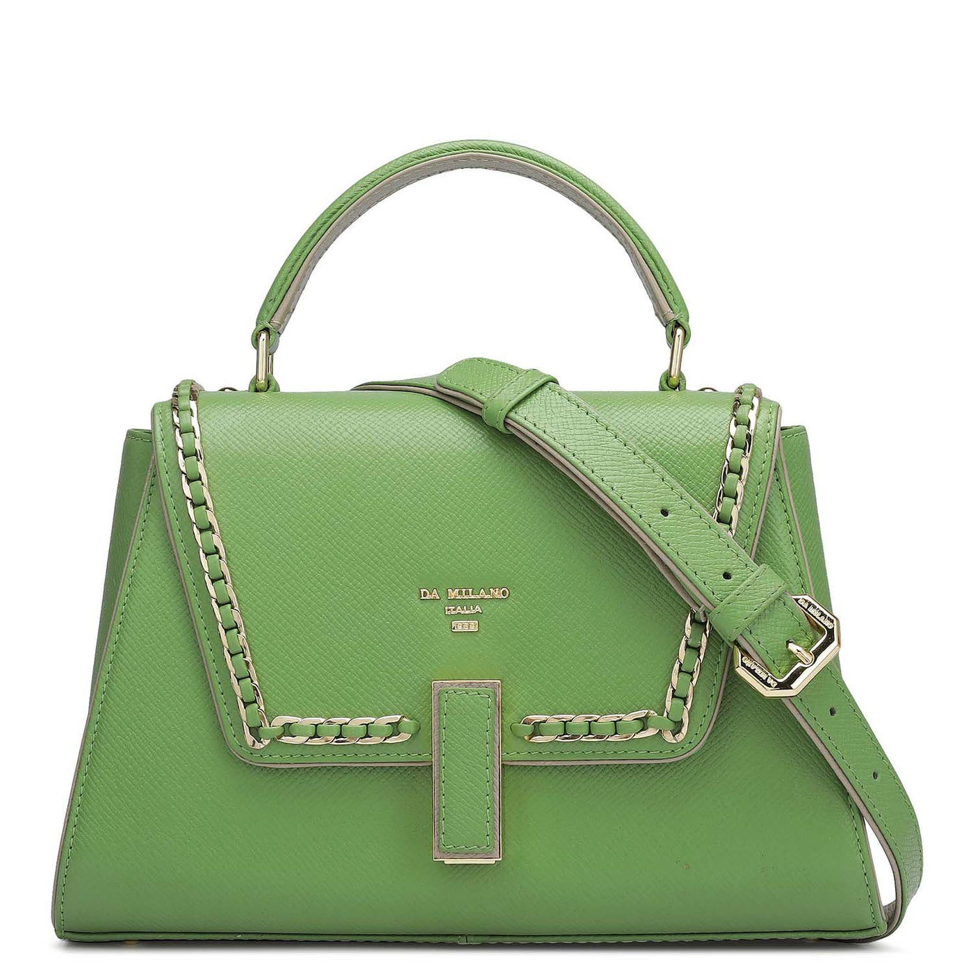 Small Franzy Leather Satchel - Kiwi