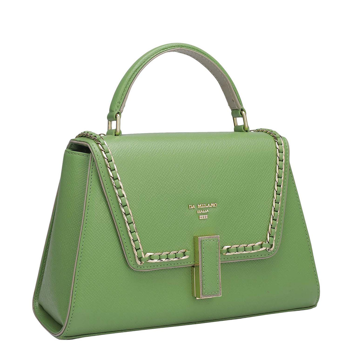 Small Franzy Leather Satchel - Kiwi