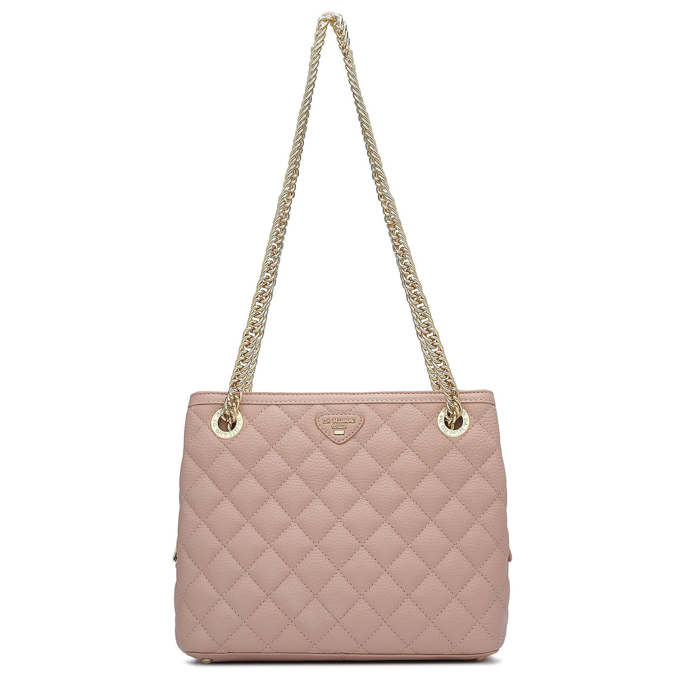 Small Quilting Leather Shoulder Bag - Baby Pink