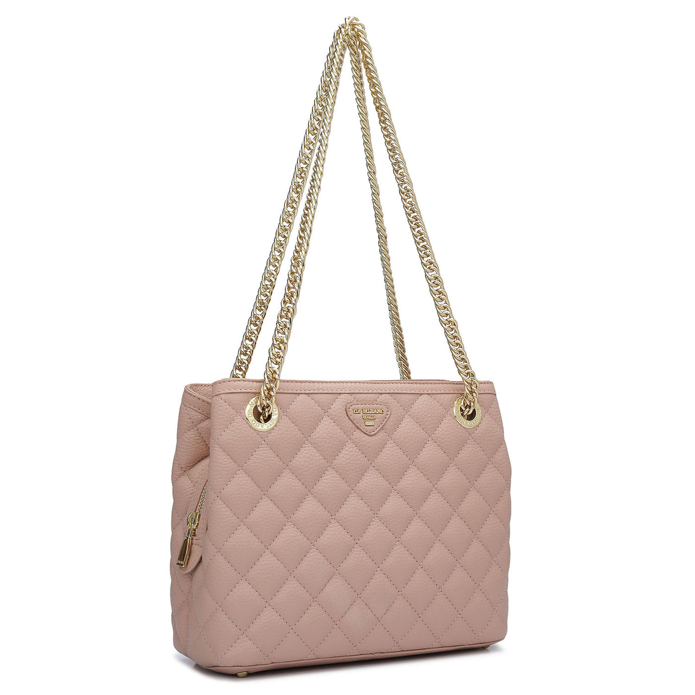 Small Quilting Leather Shoulder Bag - Baby Pink