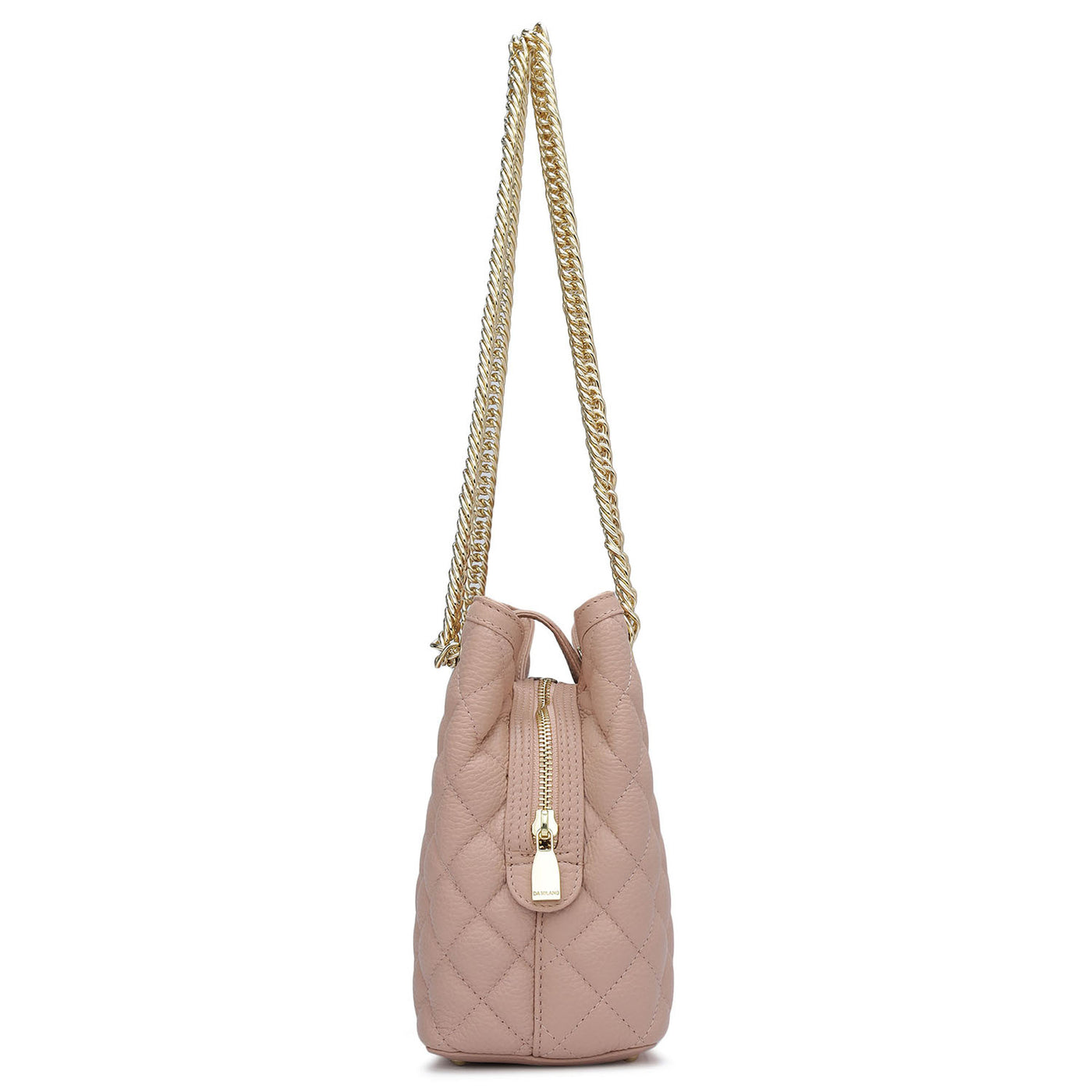 Small Quilting Leather Shoulder Bag - Baby Pink