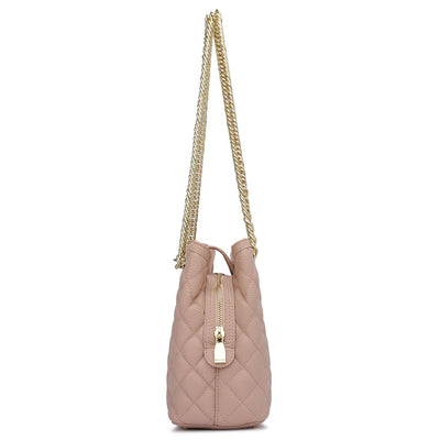 Small Quilting Leather Shoulder Bag - Baby Pink