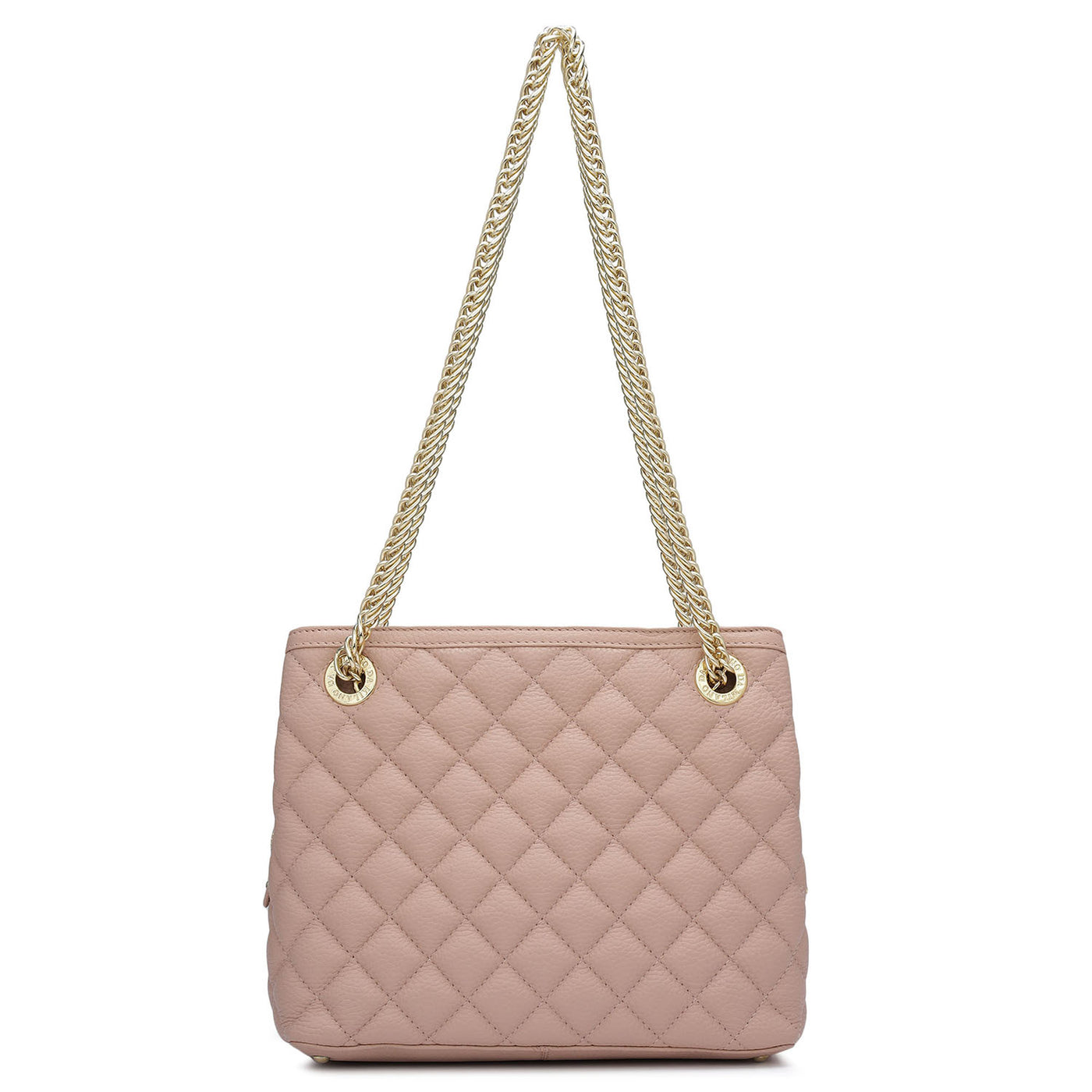 Small Quilting Leather Shoulder Bag - Baby Pink