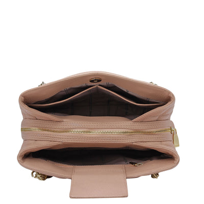 Small Quilting Leather Shoulder Bag - Baby Pink