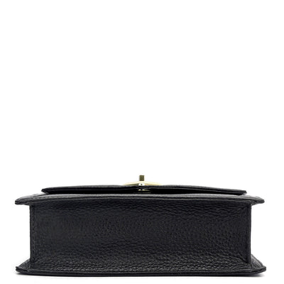 Small Wax Leather Satchel - Black