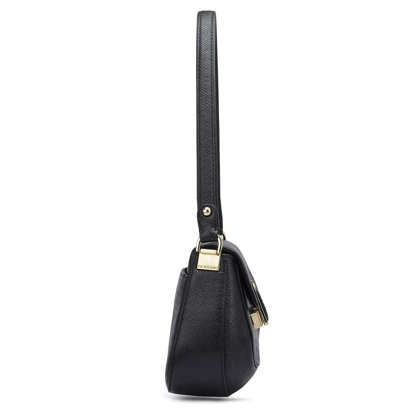 Small Franzy Leather Baguette - Black