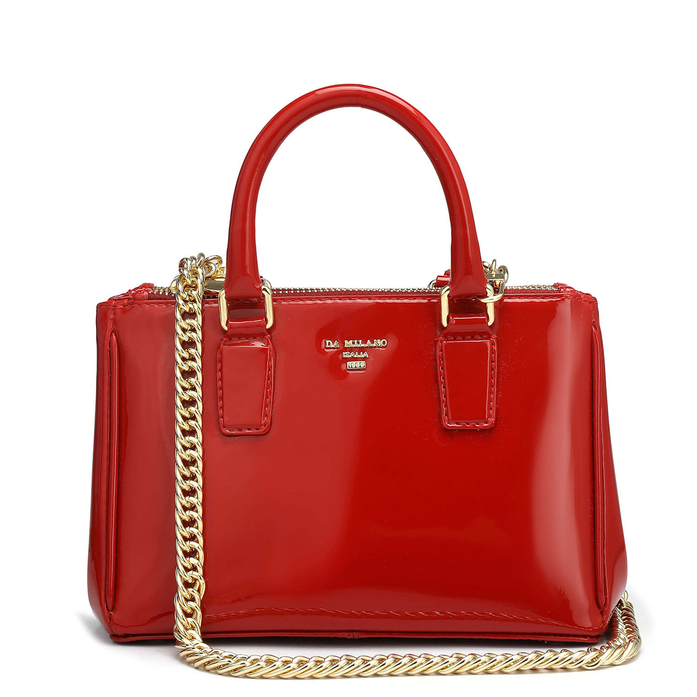 Small Patent Leather Satchel - Red