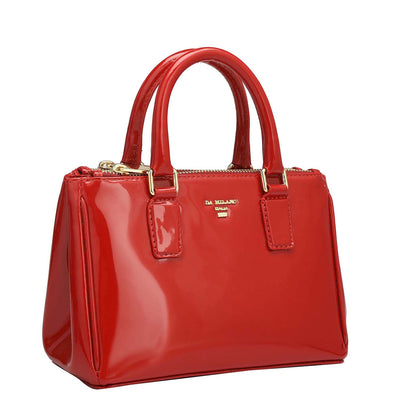 Small Patent Leather Satchel - Red