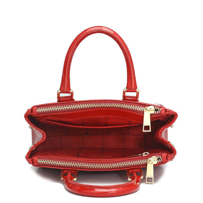 Small Patent Leather Satchel - Red