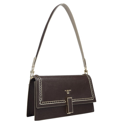 Small Franzy Leather Shoulder Bag - Chocolate