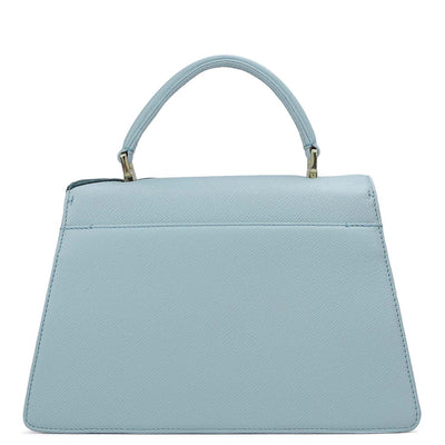 Small Franzy Monogram Leather Satchel - Cloud Blue