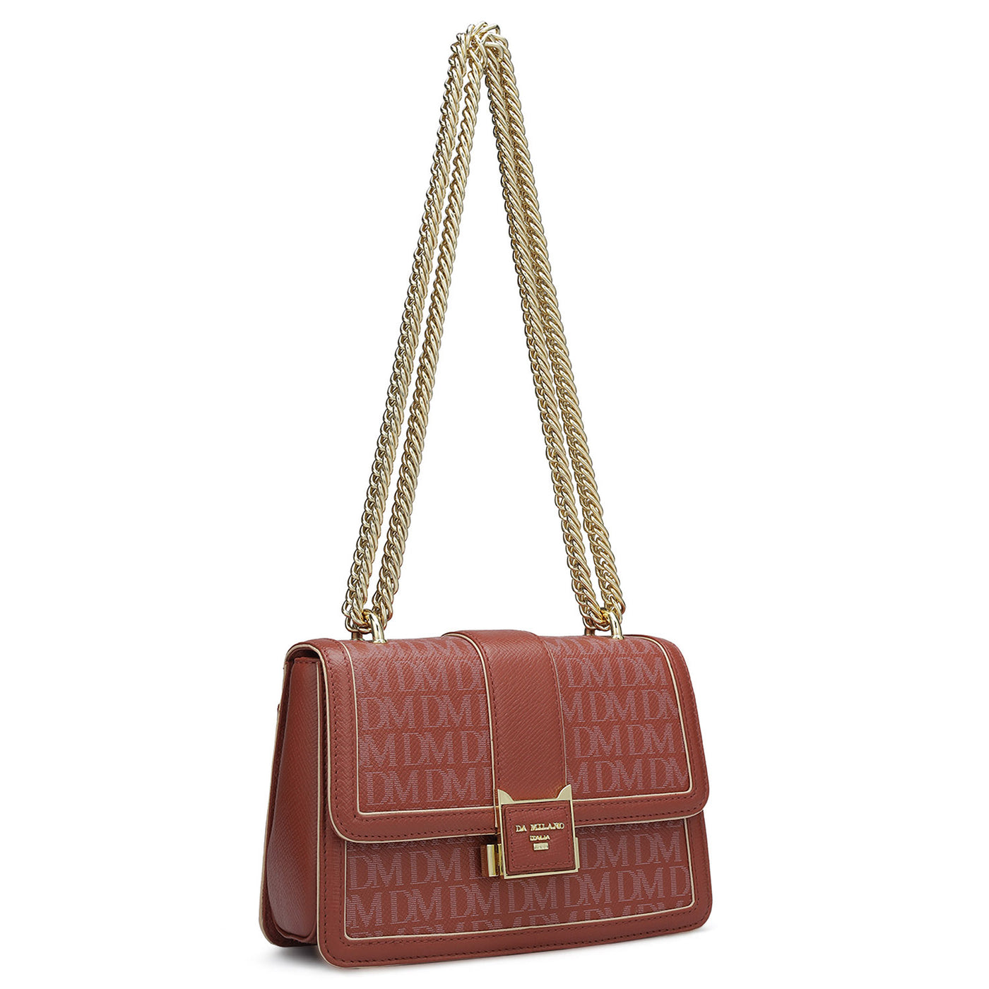 Small Monogram Franzy Leather Shoulder Bag - Brick