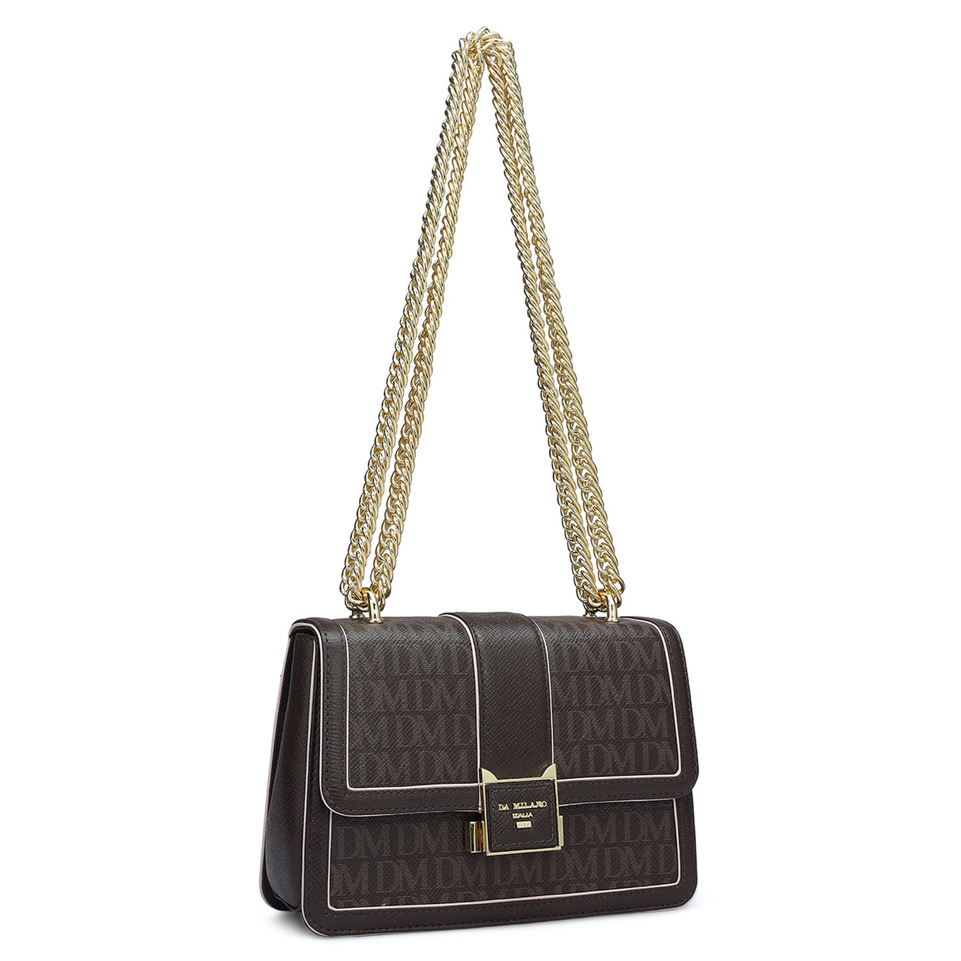 Small Monogram Franzy Leather Shoulder Bag - Chocolate