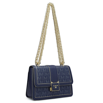 Small Monogram Franzy Leather Shoulder Bag - Ink Blue