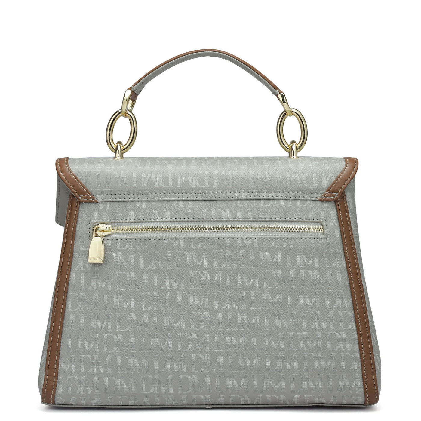 Medium Monogram Leather Satchel - Stone Grey