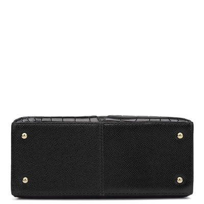 Small Croco Franzy Leather Satchel - Black