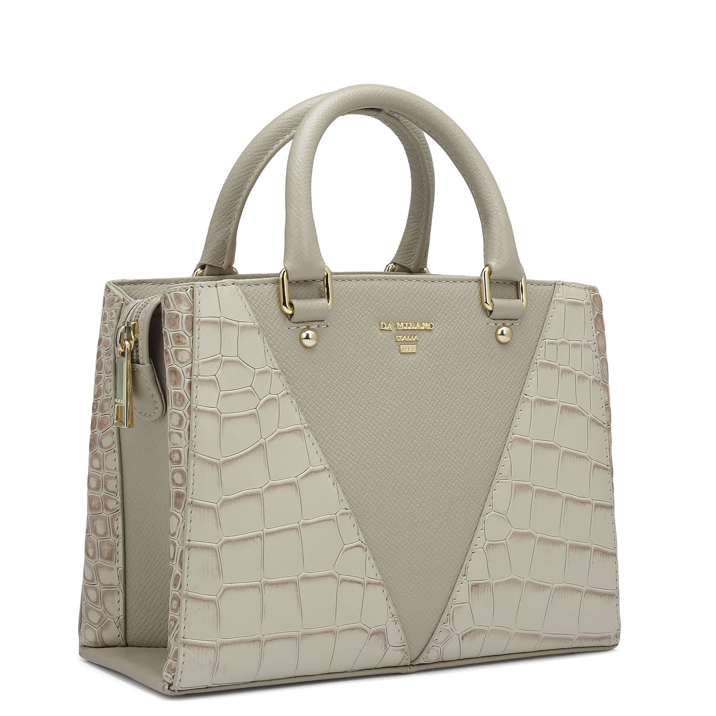 Small Croco Franzy Leather Satchel - Frost