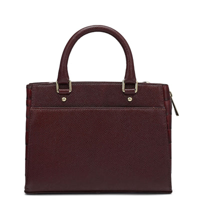 Small Croco Franzy Leather Satchel - Wine