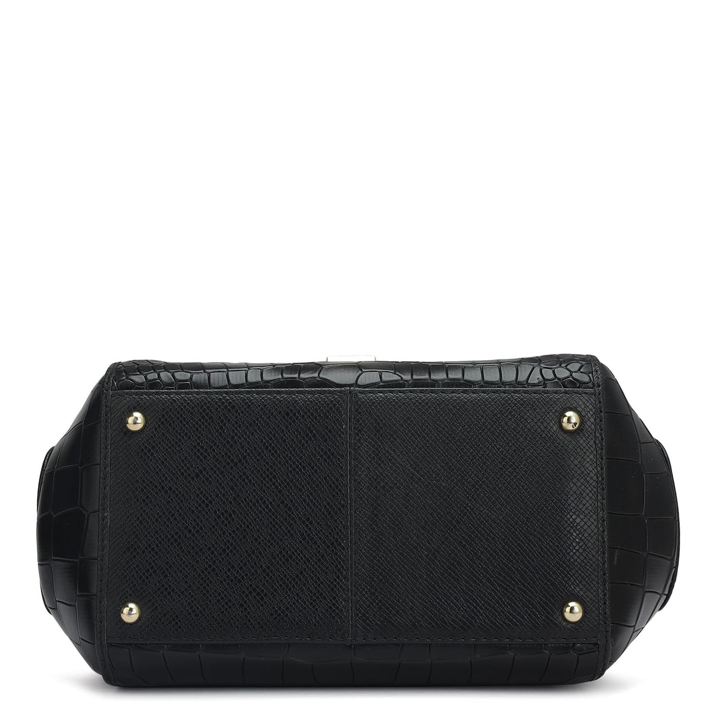 Small Croco Leather Satchel - Black