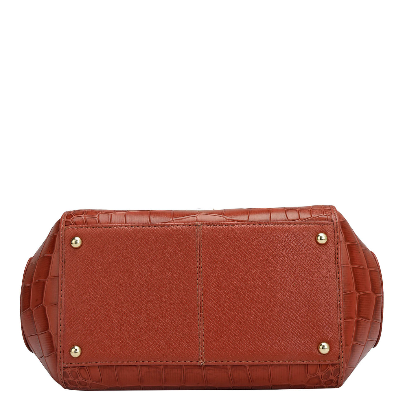 Small Croco Leather Satchel - Brick