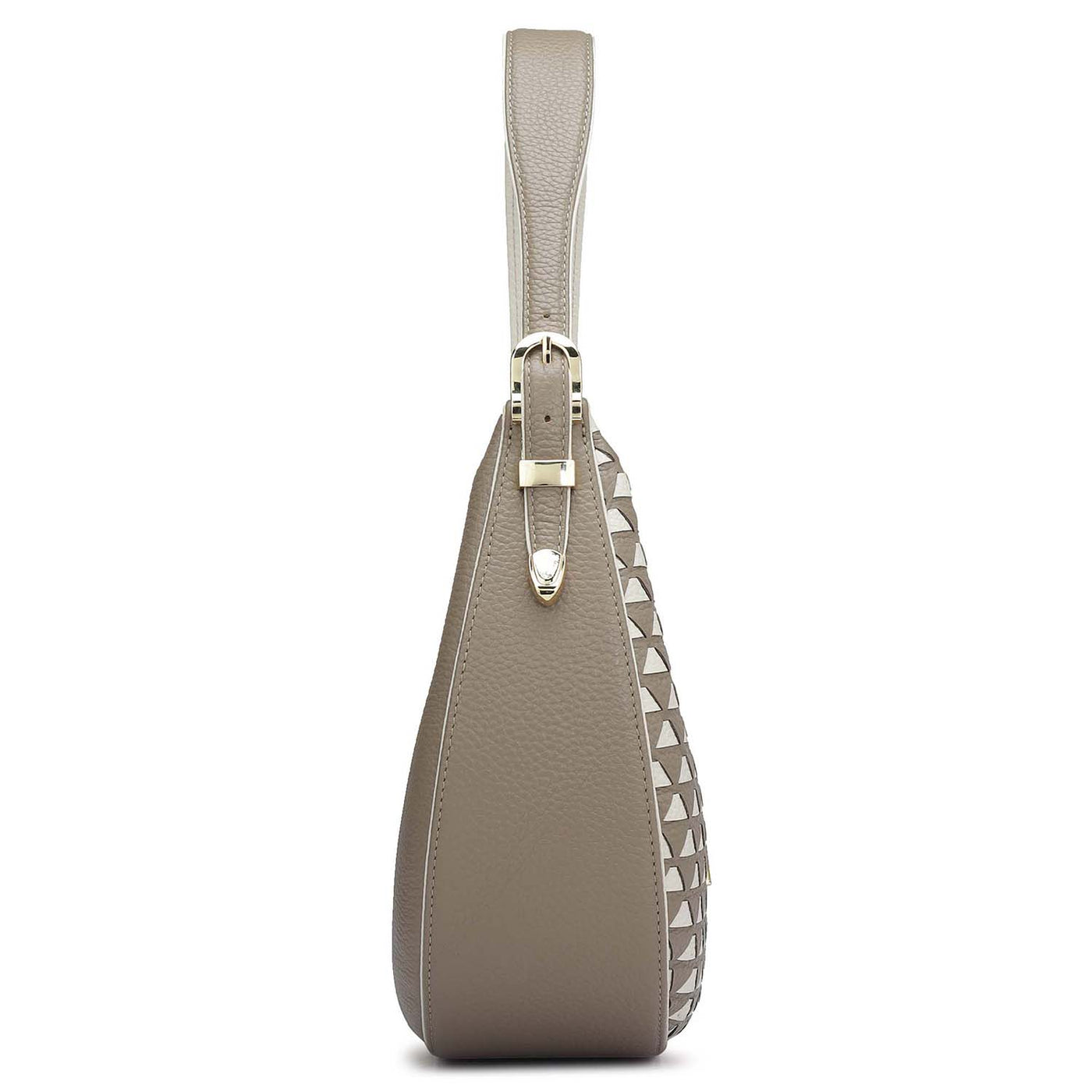 Small Mat Wax Leather Hobo - Greyish Taupe