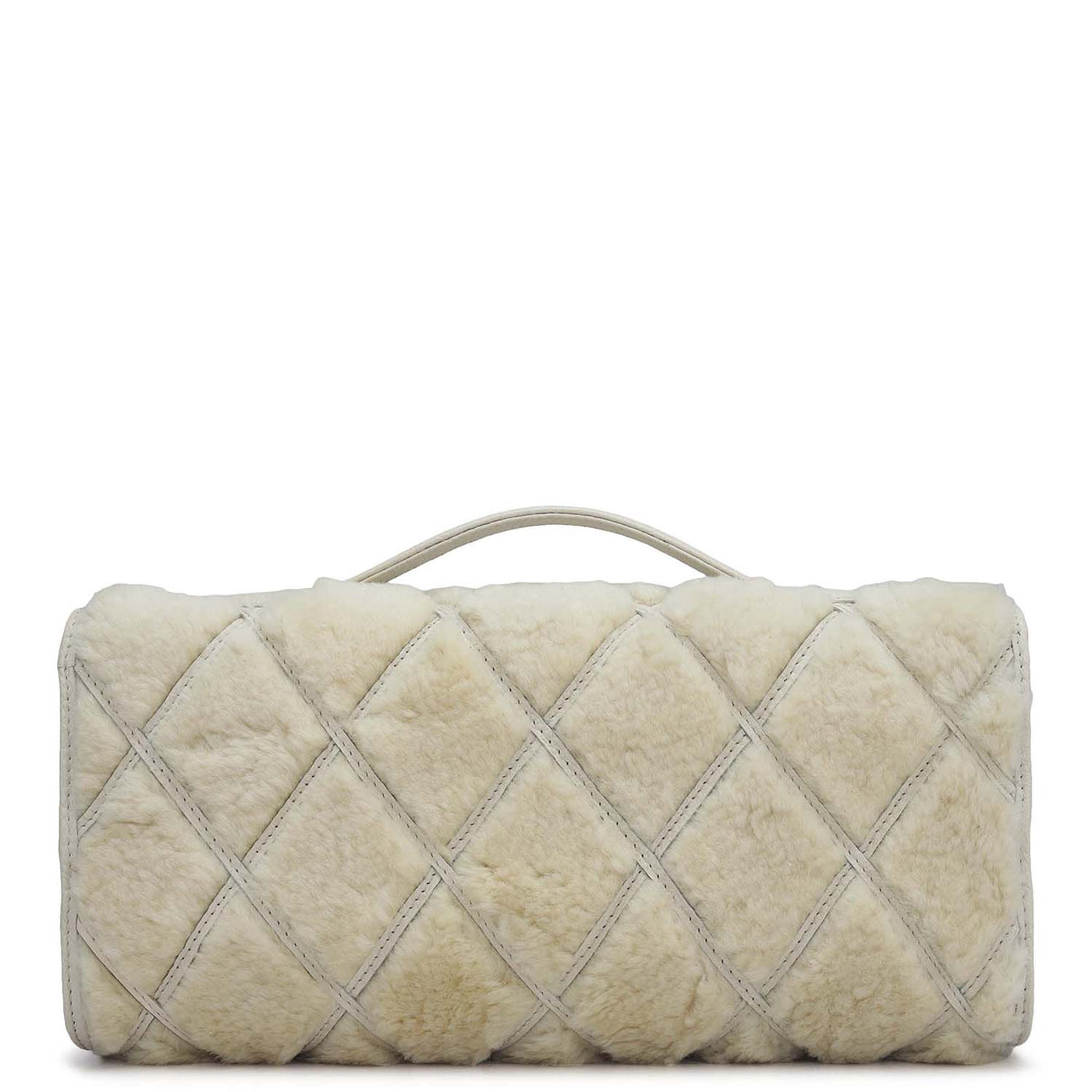 Small Fur Wax Leather Clutch - Butter