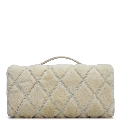 Small Fur Wax Leather Clutch - Butter