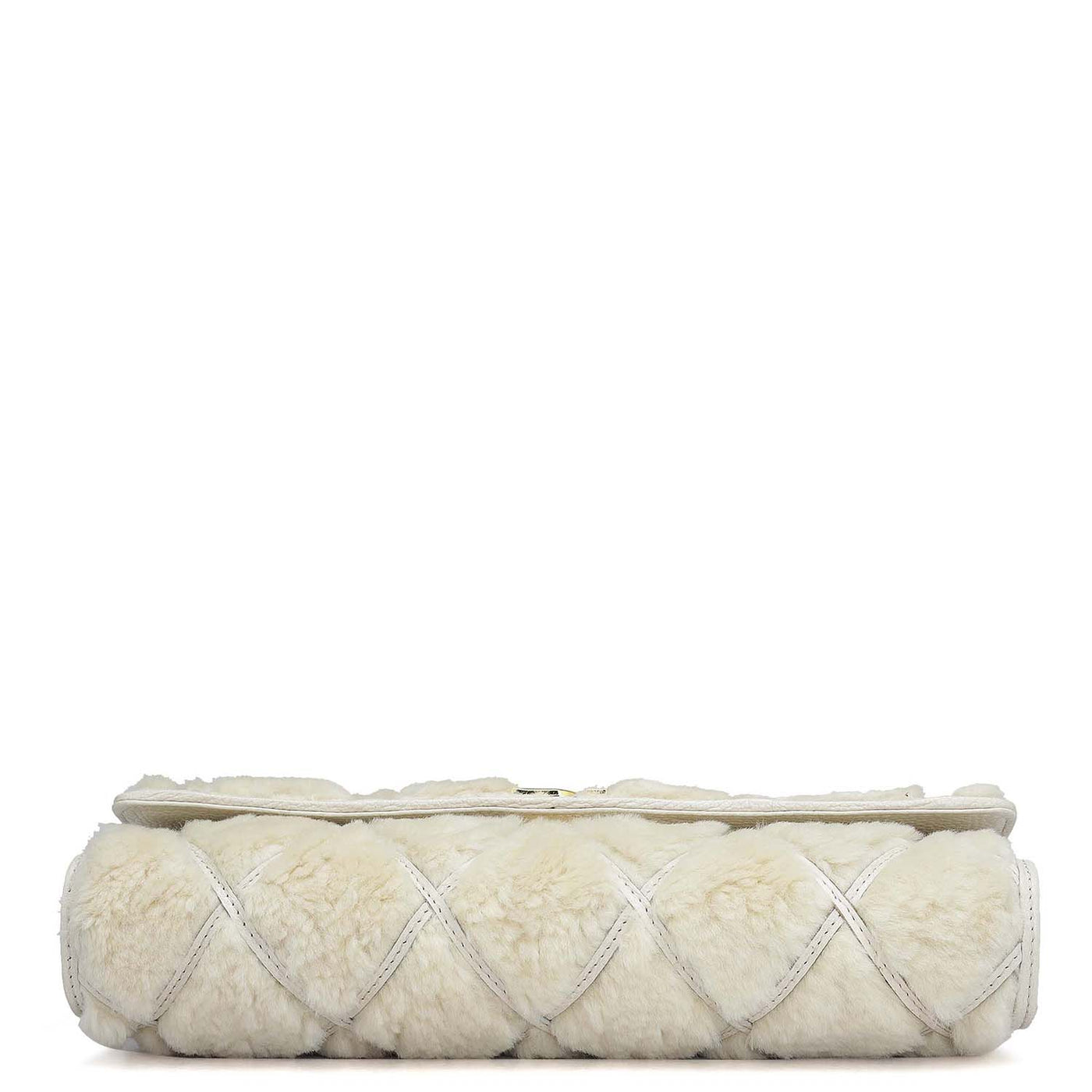 Small Fur Wax Leather Clutch - Butter