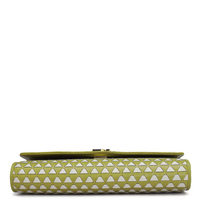 Small Mat Wax Leather Clutch - Green Tea