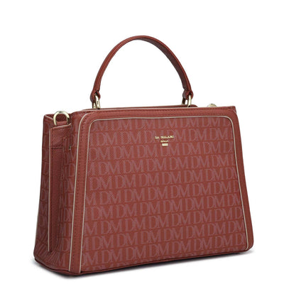 Small Monogram Leather Satchel - Brick