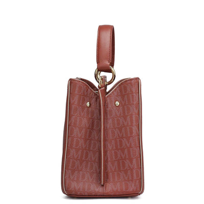 Small Monogram Leather Satchel - Brick