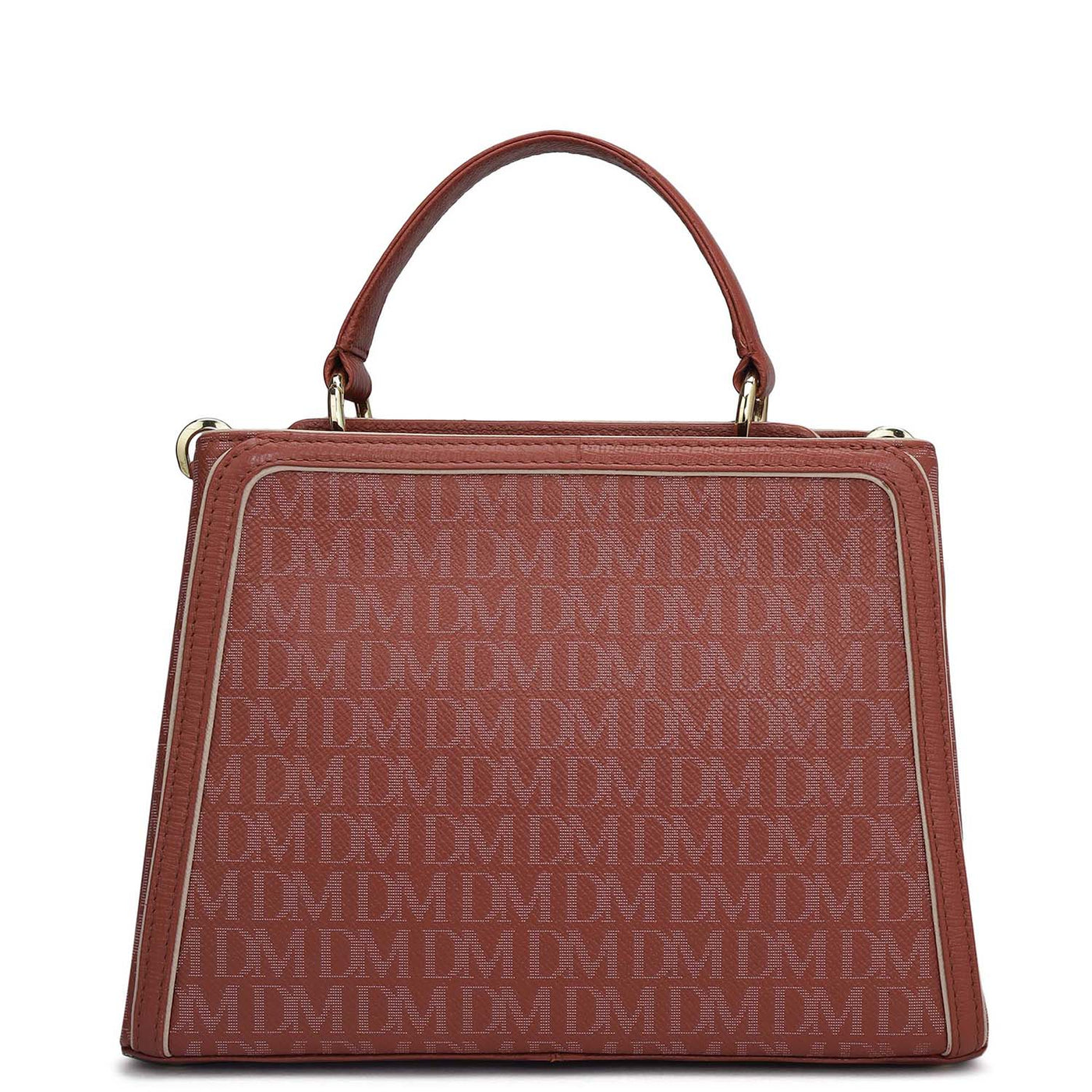 Small Monogram Leather Satchel - Brick