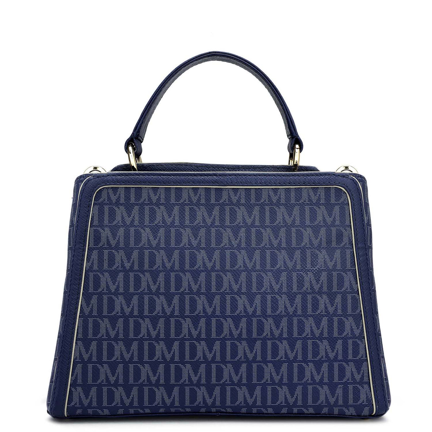 Small Monogram Leather Satchel - Ink Blue